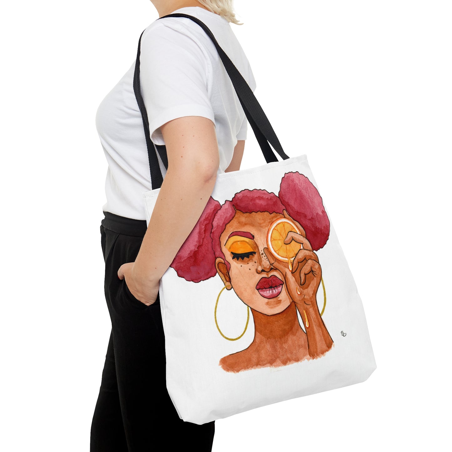 Girl with Orange Slice Tote Bag
