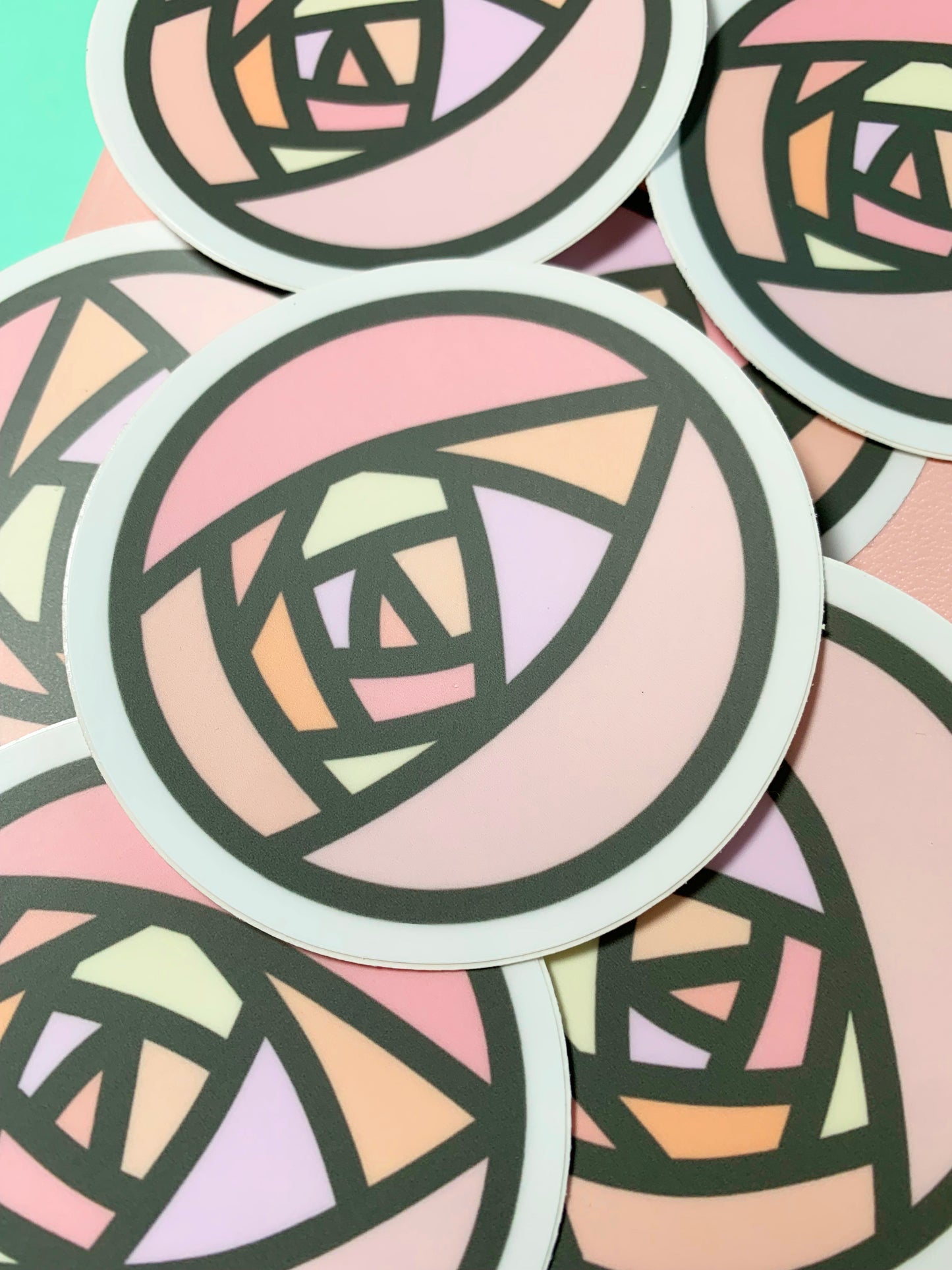 Art Deco Rose Round Vinyl Sticker