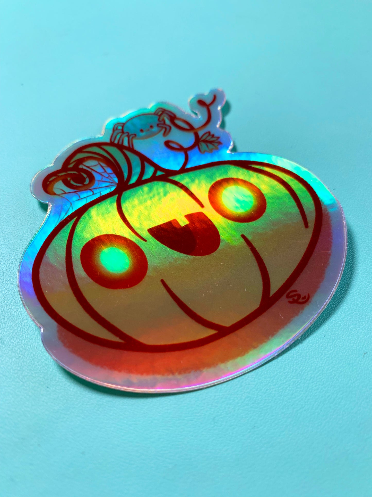 Happy Pumpkin Holographic Vinyl Sticker