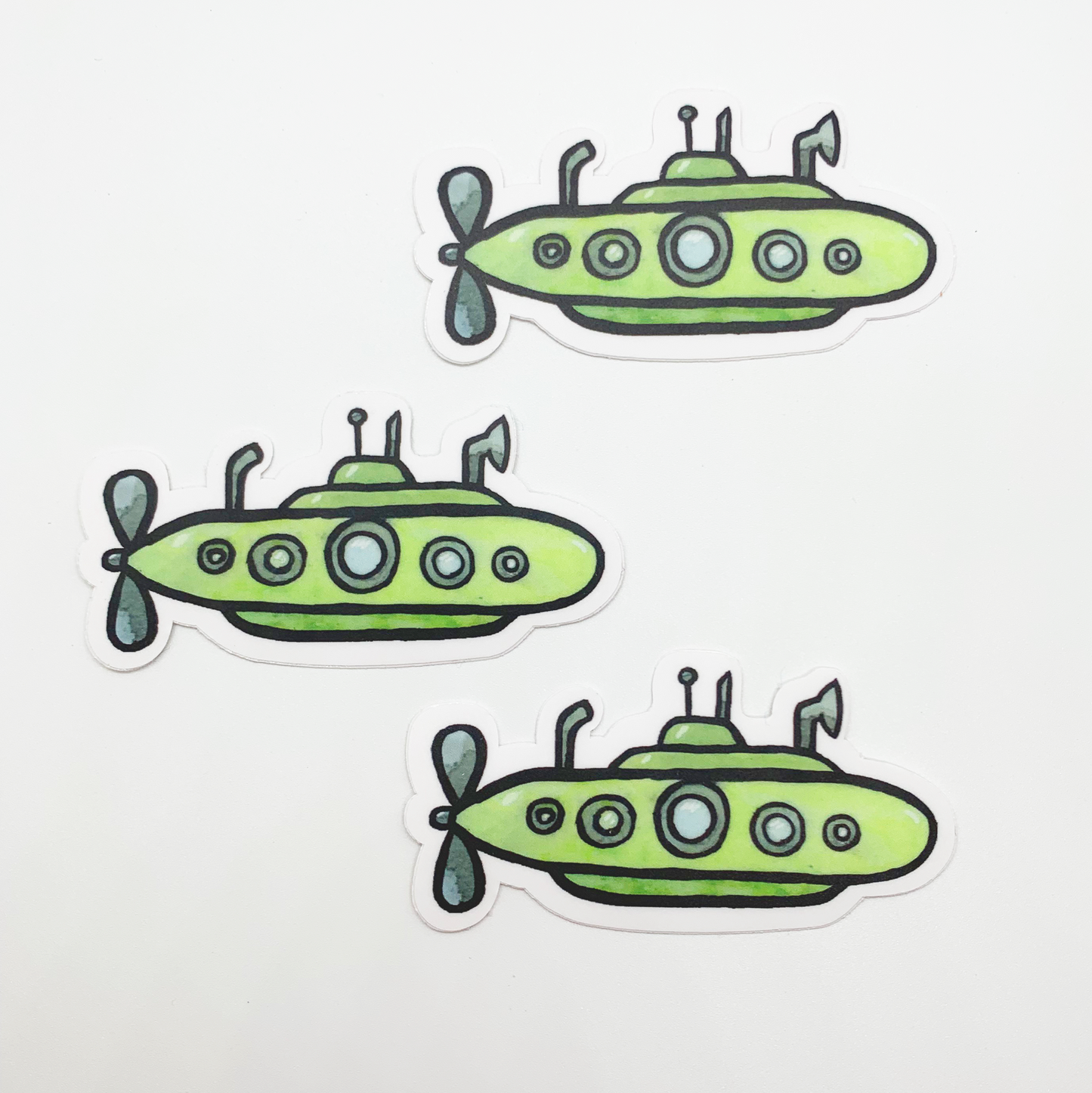 Green Submarine Vinyl Sticker