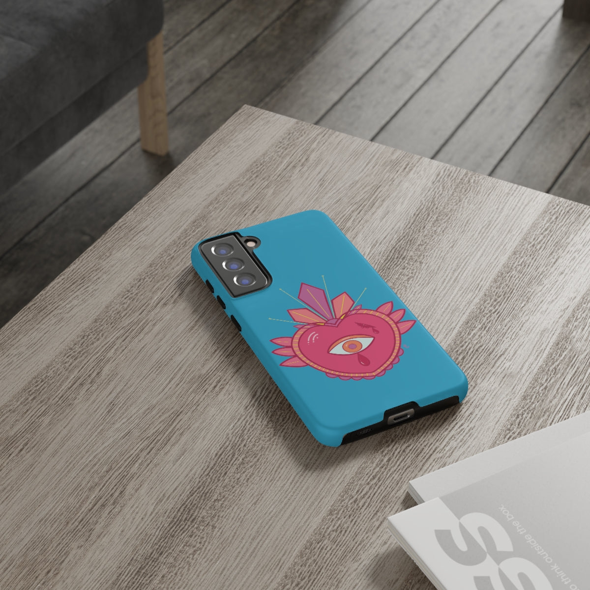 Blue Sacred Heart Tough Phone Case - Lined phone case - Immaculate Heart iPhone Cover