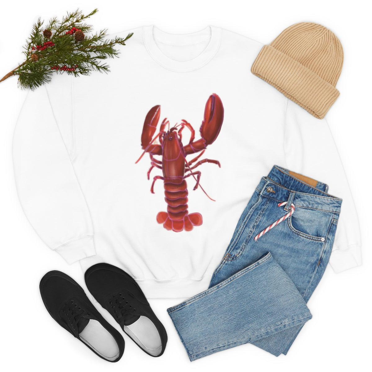 Lobster Crewneck Sweatshirt - Unisex Premium Sweater - Maine Lobster Art - Nautical Shirt