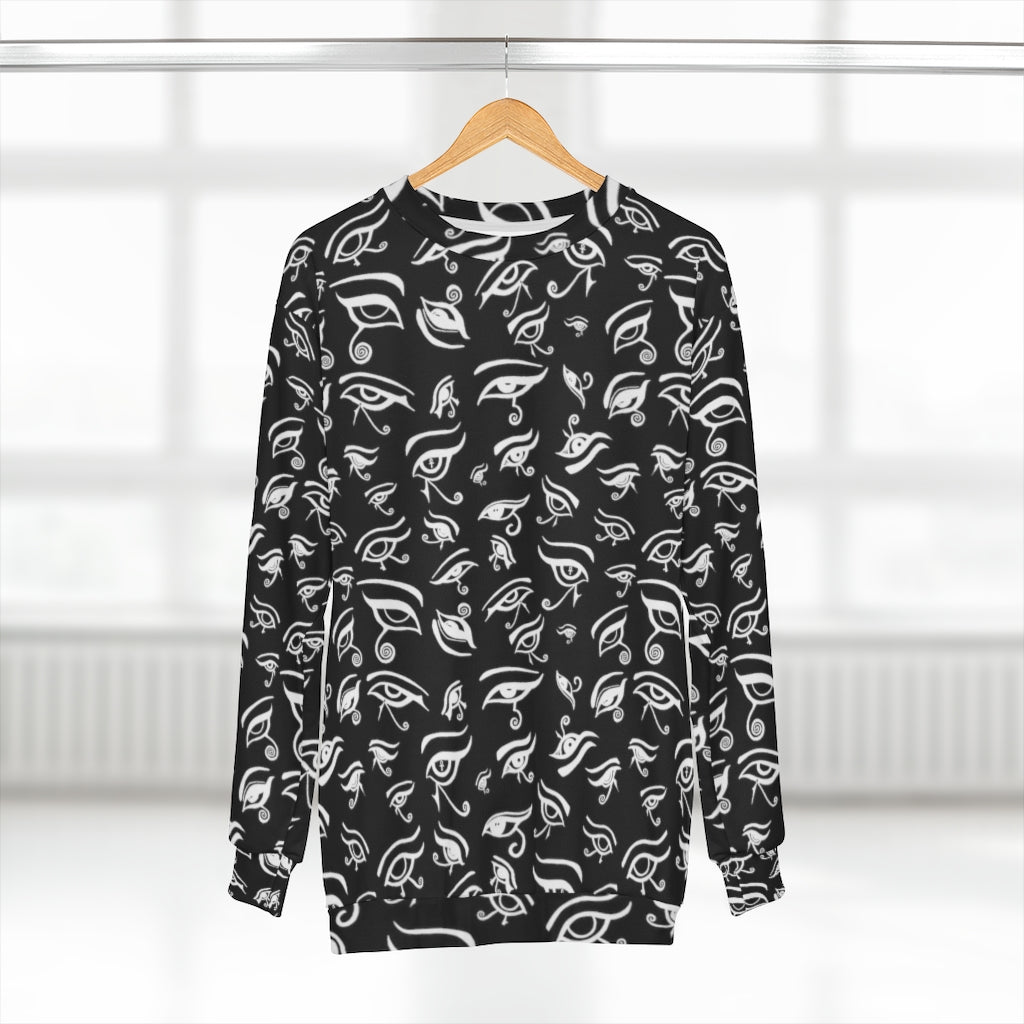 Eye of Death - White on Black All Over Print Unisex Sweatshirt