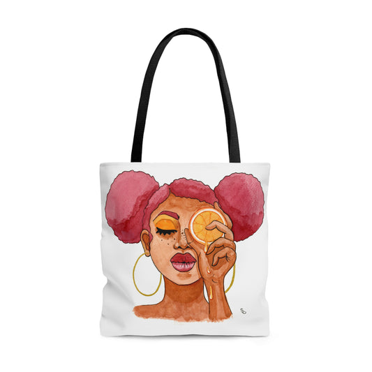Girl with Orange Slice Tote Bag