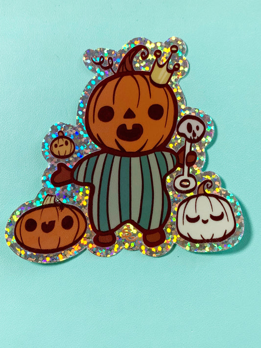 Pumpkin Prince Glitter Vinyl Sticker