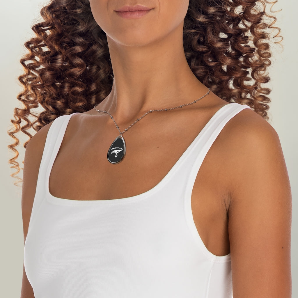 Eye of Horus - White on Black Pendant Necklace with chain