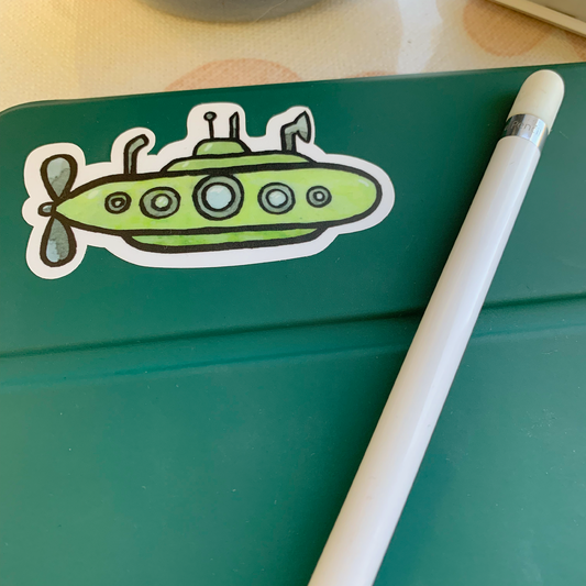 Green Submarine Vinyl Sticker