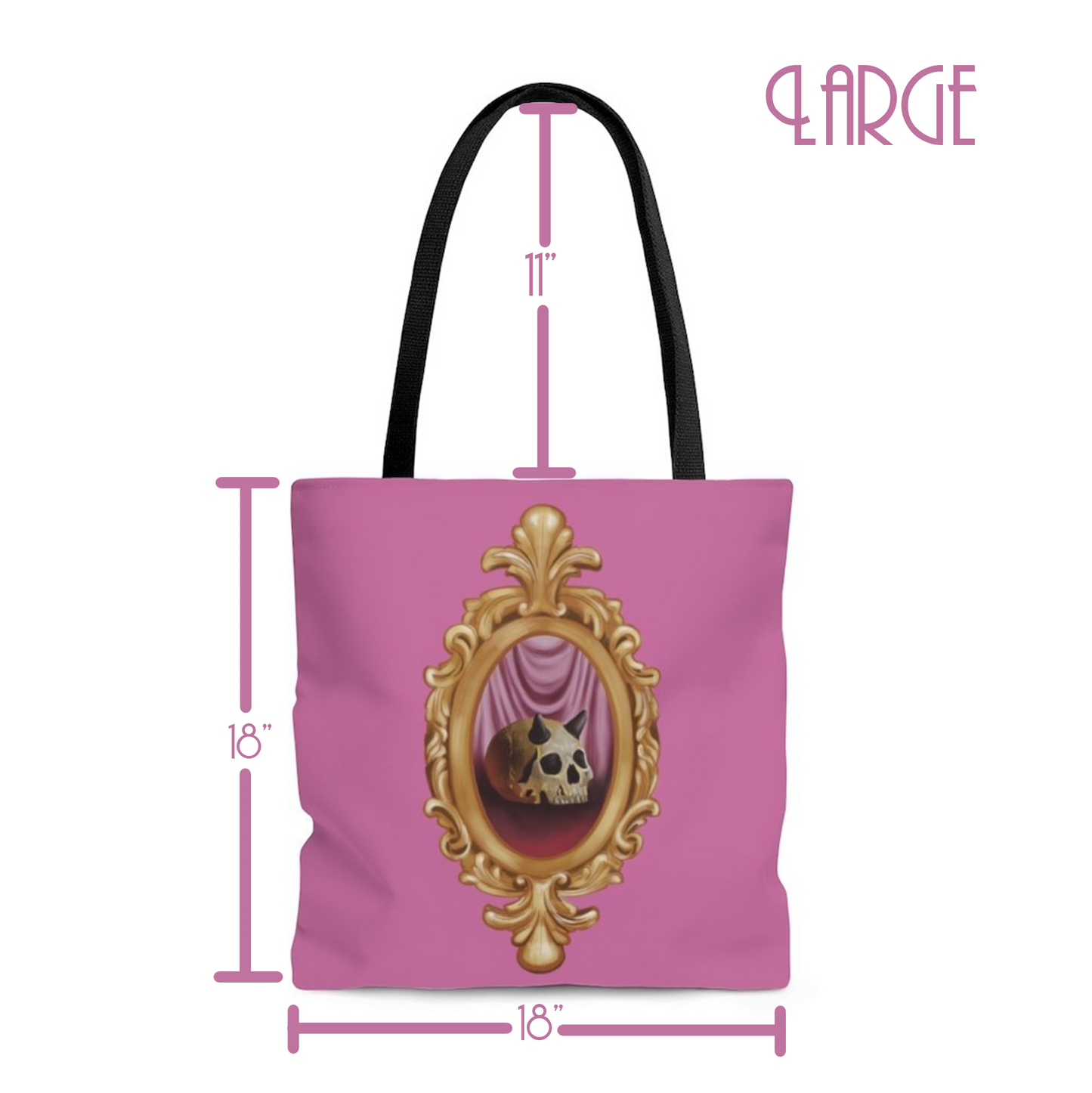 Ornate Horned Skull Tote Bag in Dusty Pink