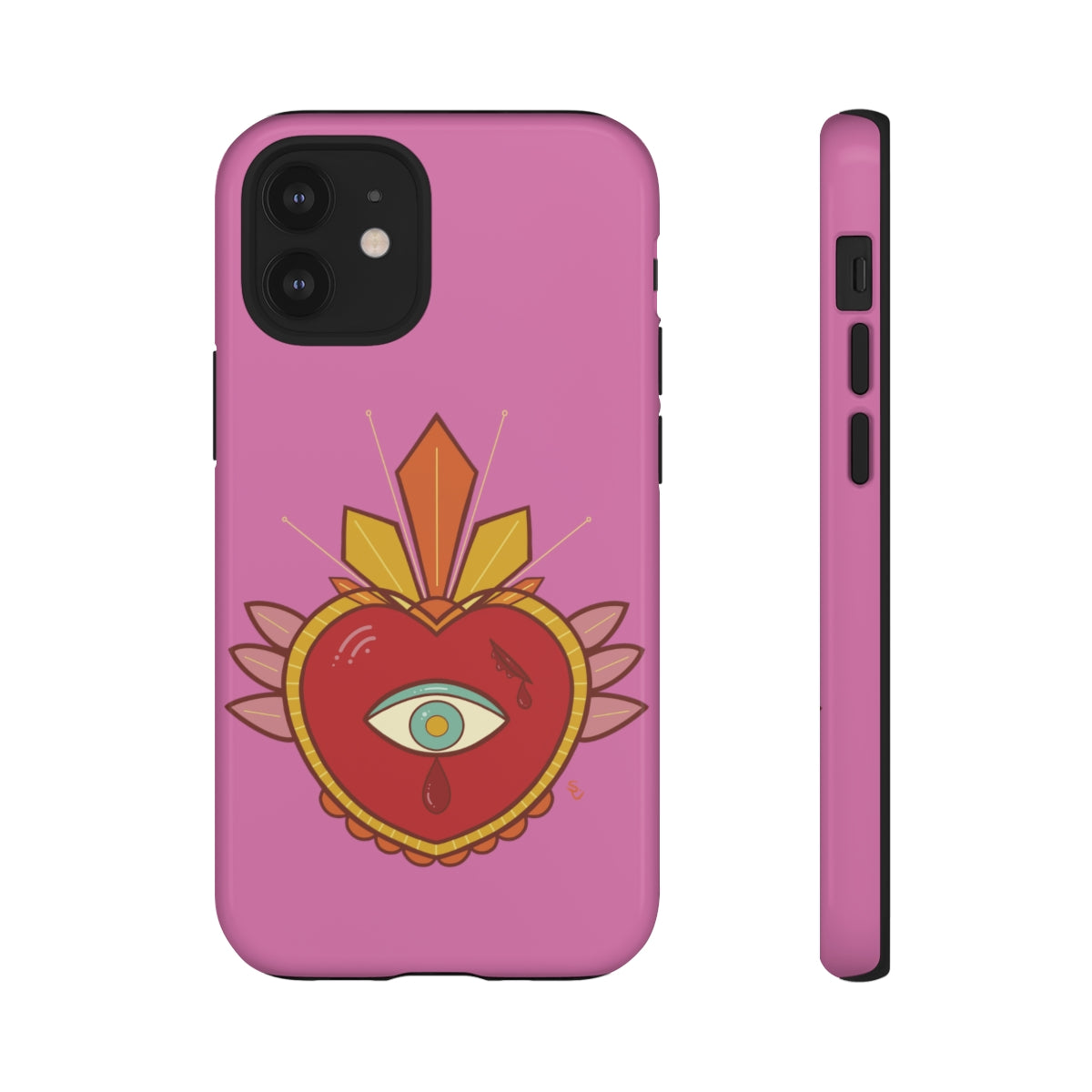 Red Sacred Heart Tough Phone Case - Lined phone case - Immaculate Heart iPhone Cover