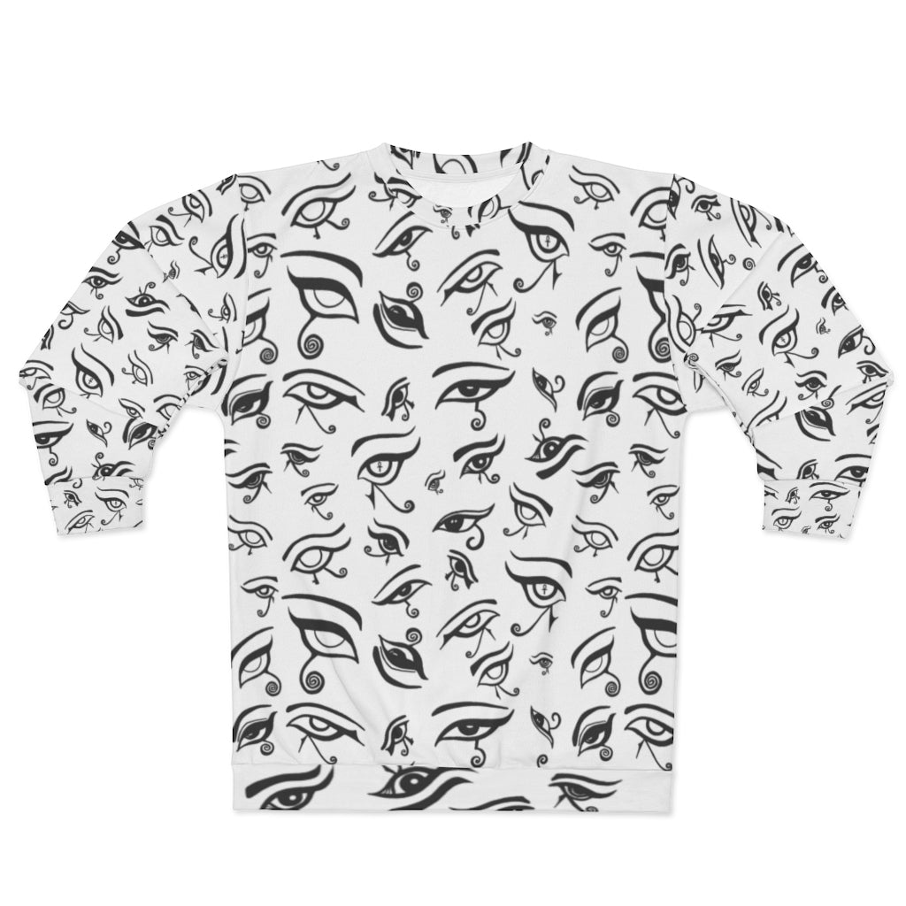 Eye of Death - Black on White All Over Print Unisex Sweatshirt