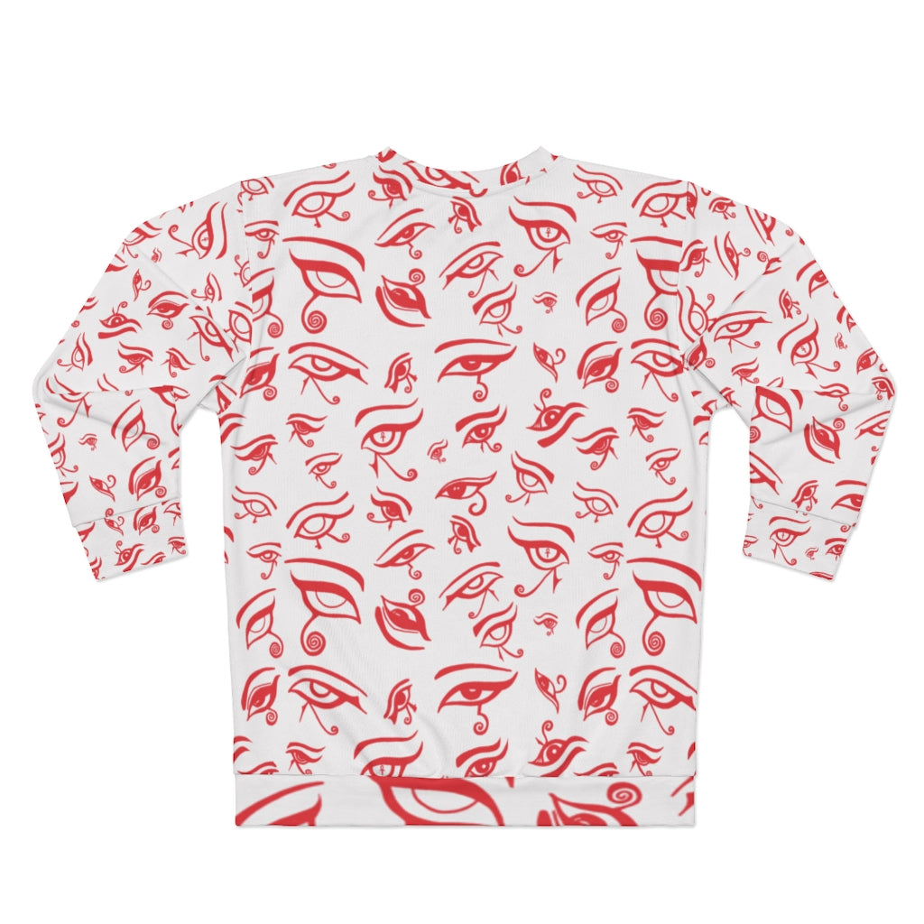 Eye of Death - Red on White All Over Print Unisex Sweatshirt
