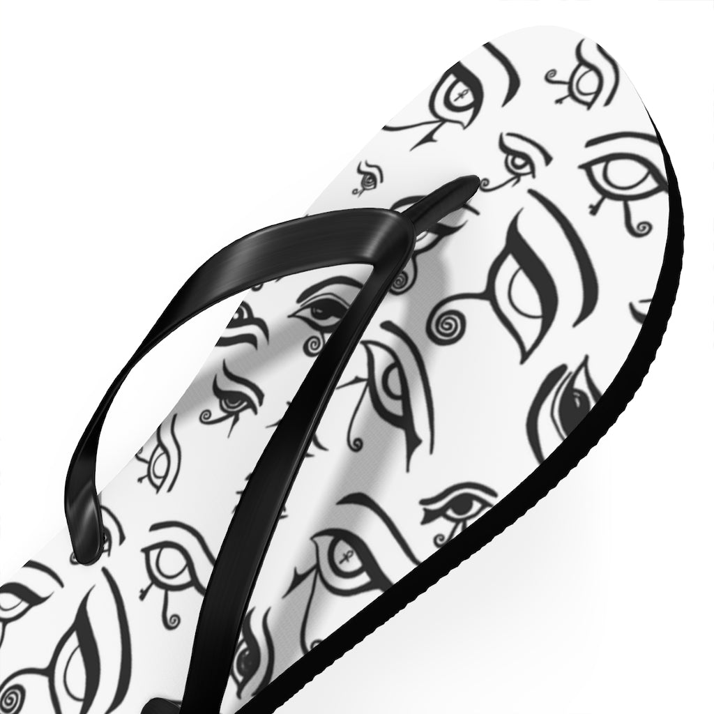 Eye of Death - Black on White Flip Flops