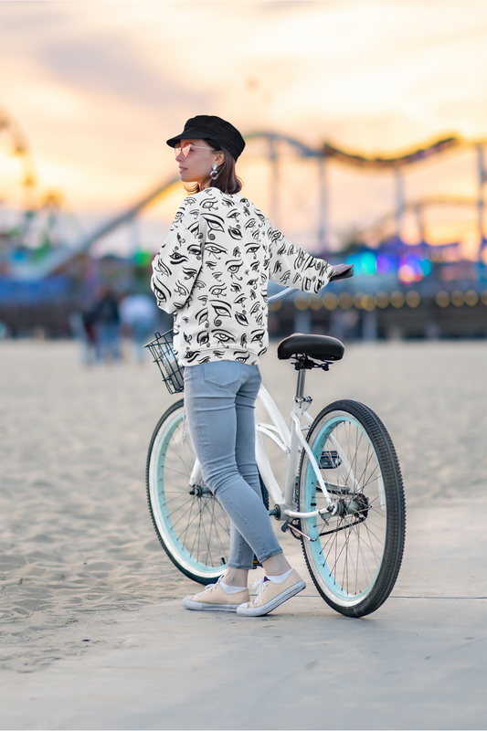 Eye of Death - Black on White All Over Print Unisex Sweatshirt