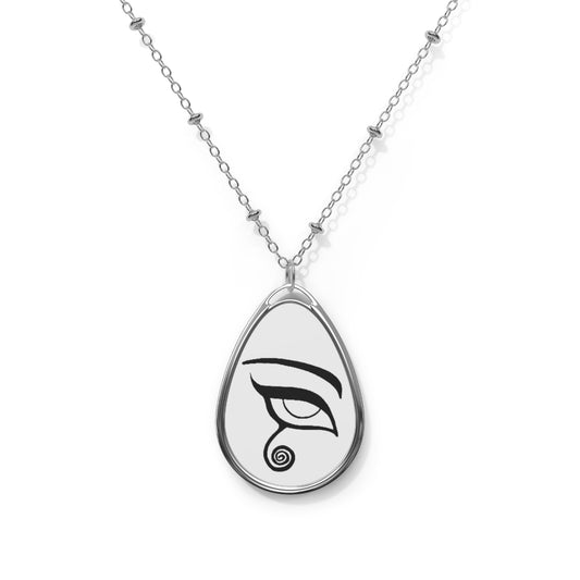 Eye of Ra - Black on White Pendant Necklace with chain