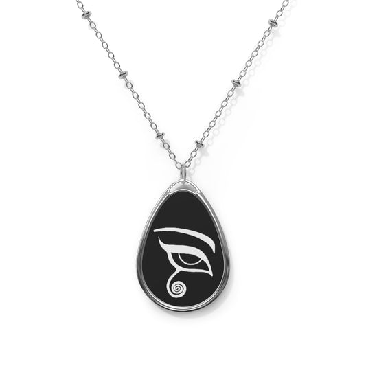 Eye of Ra - White on Black Pendant Necklace with chain