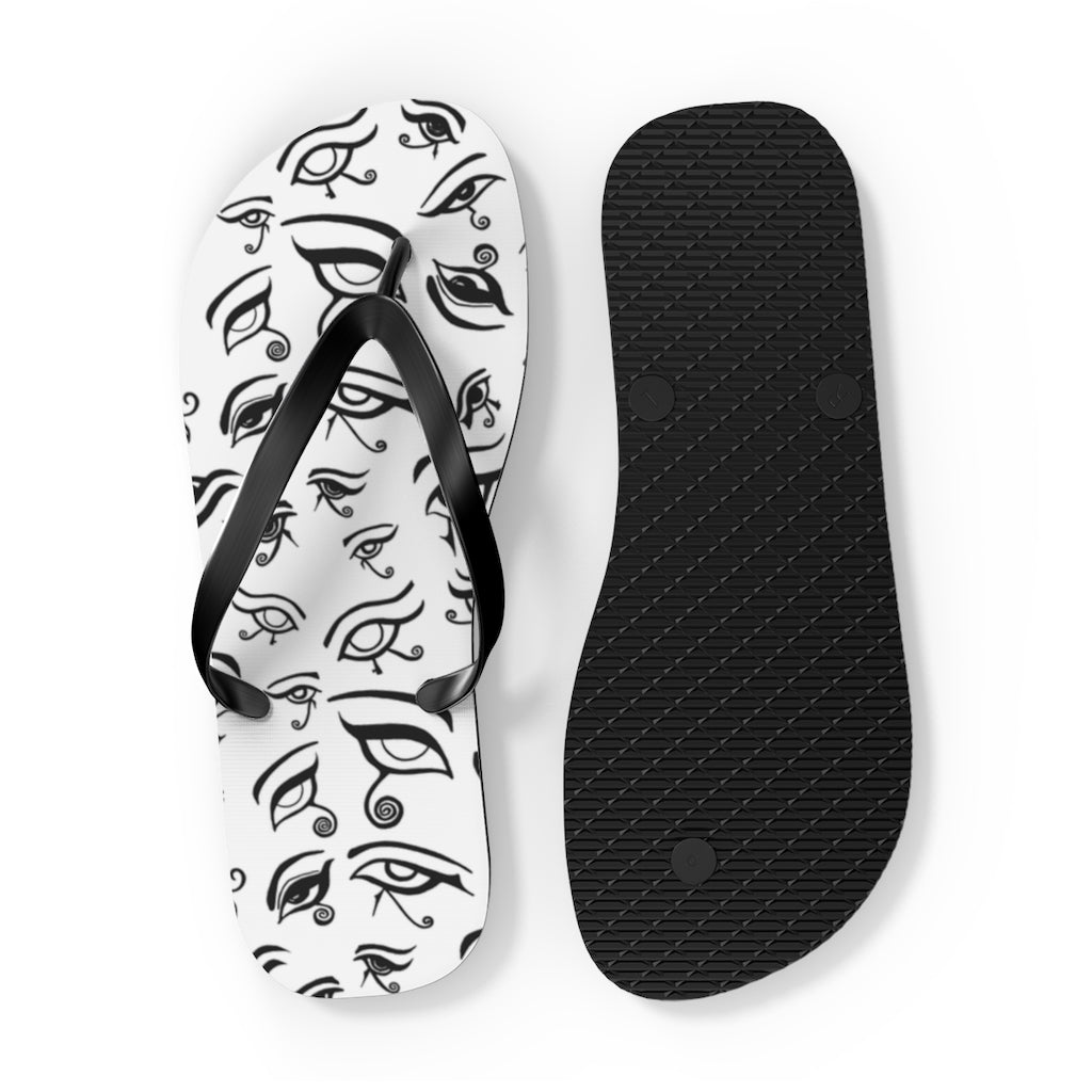 Eye of Death - Black on White Flip Flops