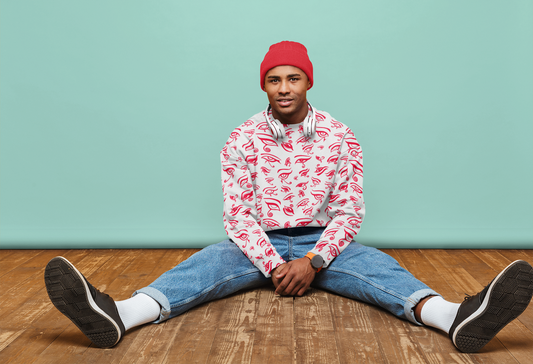 Eye of Death - Red on White All Over Print Unisex Sweatshirt