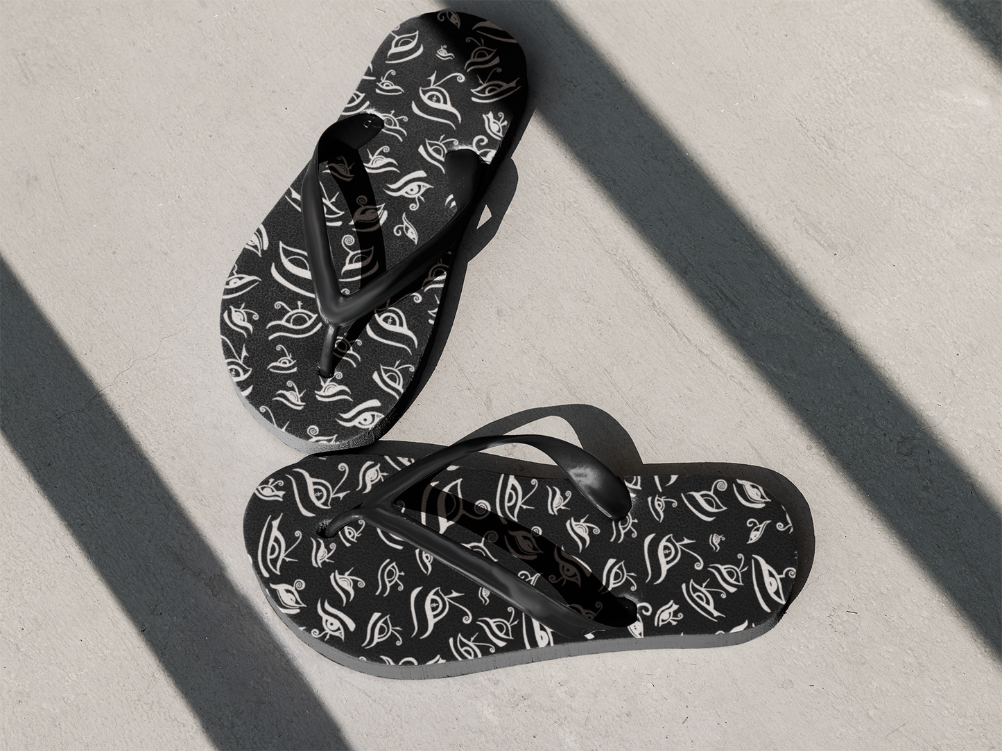 Eye of Death - White on Black Flip Flops